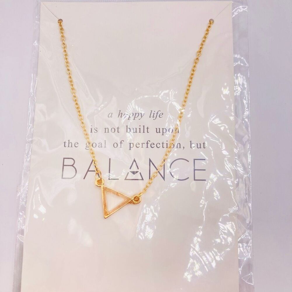 Gold geometric triangle balance pendant necklace